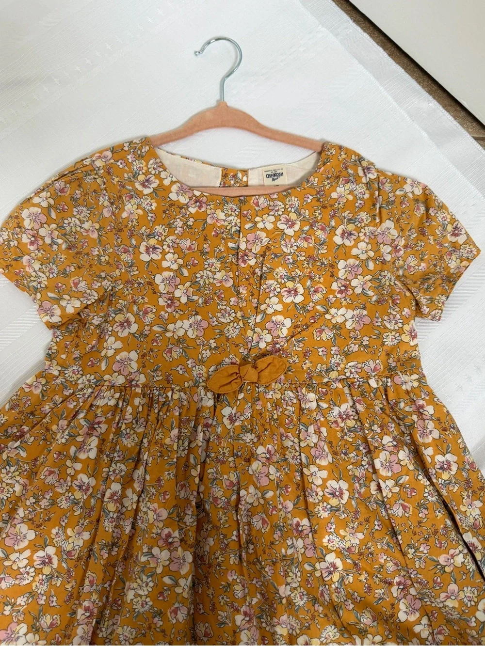 OshKosh B'gosh Mustard Floral Cotton Dress with Bow